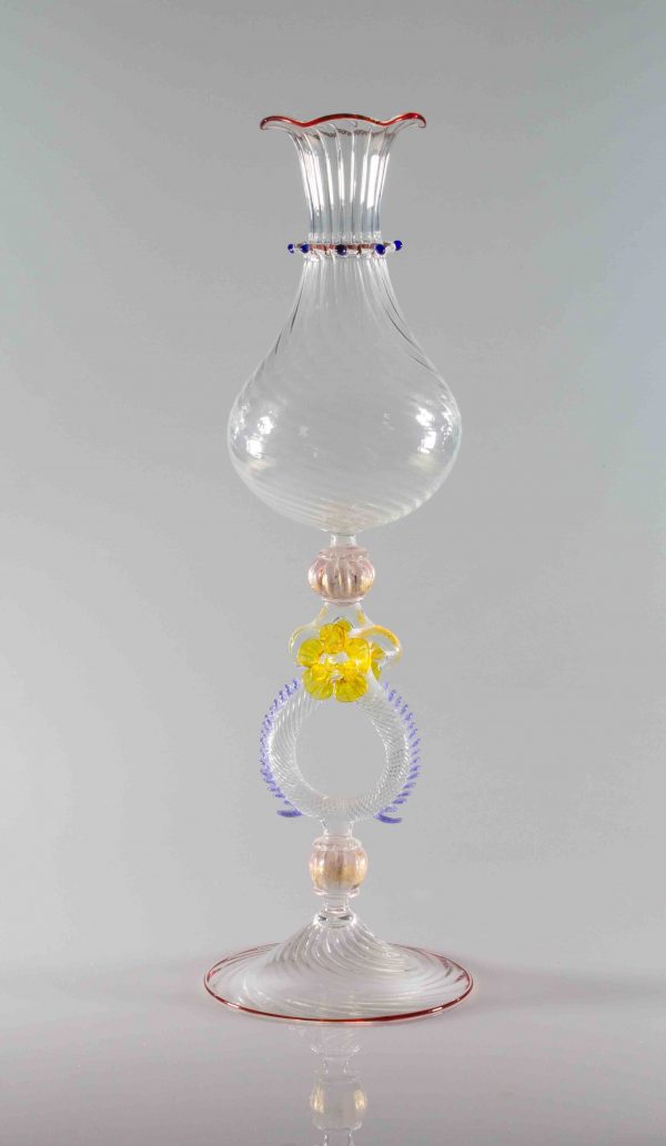 Vasetto collo anello rigato lira rosa